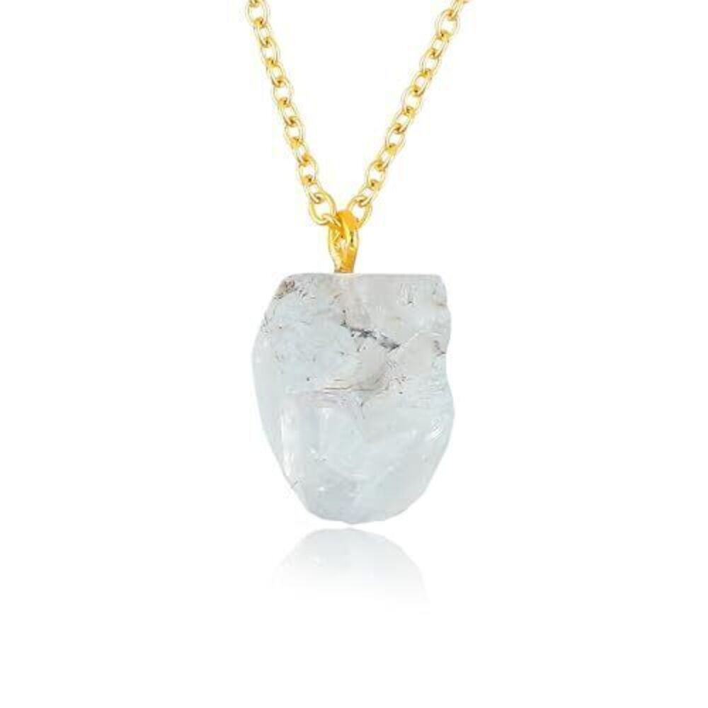 2269 Raw Blue Topaz Gemstone Necklace – Natural Crystal Pendant on 18K Gold